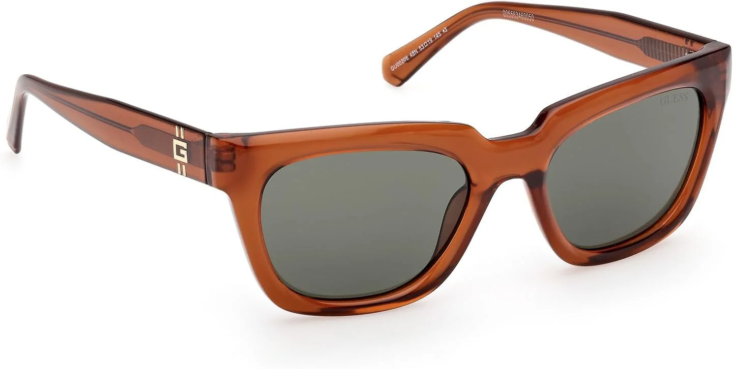 عینک آفتابی مردانه GUESS مدل NORMAL SQUARE با فریم کامل، قهوه ای، سایز 53
