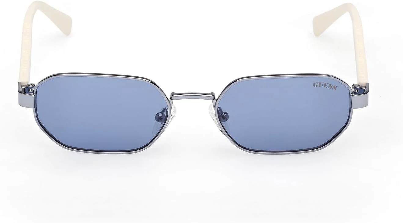 عینک آفتابی مردانه GUESS مدل HEXAGONAL METAL SHINY LIGHT BLUE