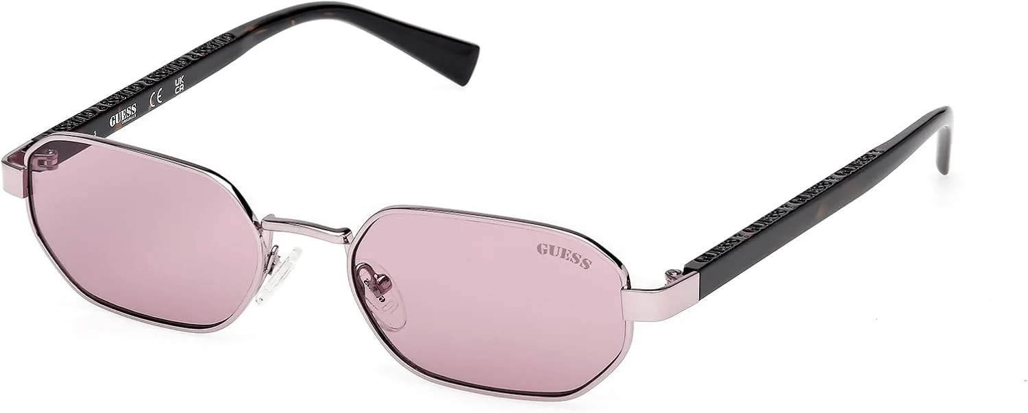 عینک آفتابی مردانه GUESS فلزی شش ضلعی بنفش براق
