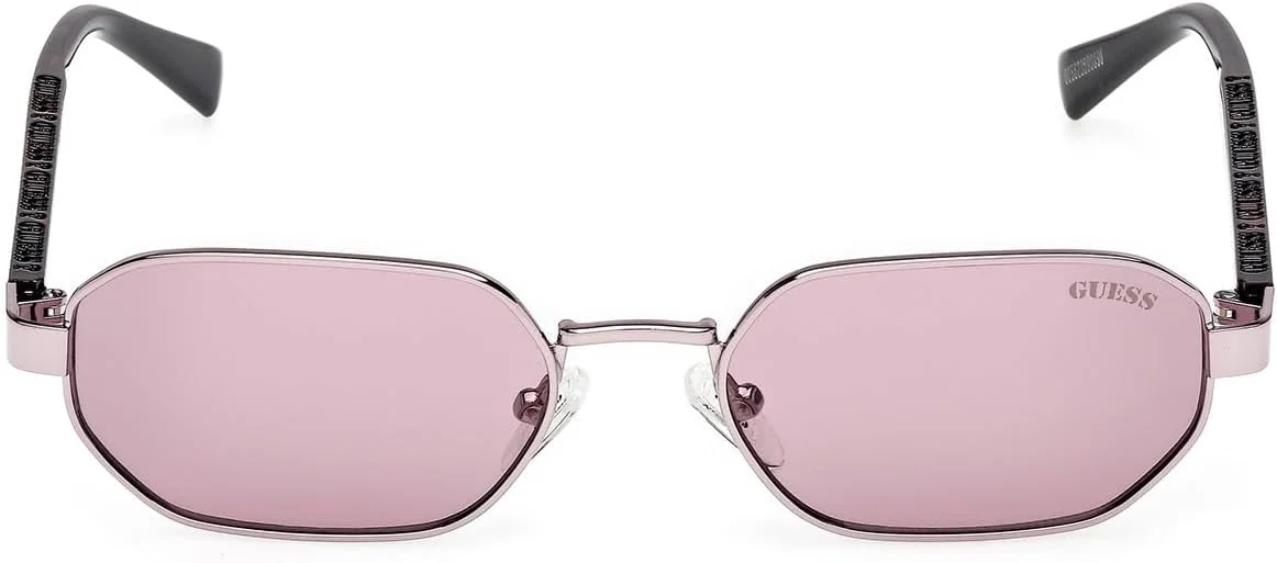 عینک آفتابی مردانه GUESS فلزی شش ضلعی بنفش براق