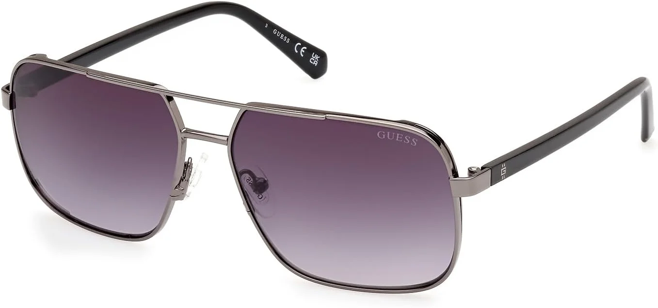 عینک آفتابی مردانه GUESS GU0011908B58، فلزی، محافظت در برابر اشعه UV، رنگ Shiny Gunmetal، سایز 58MM