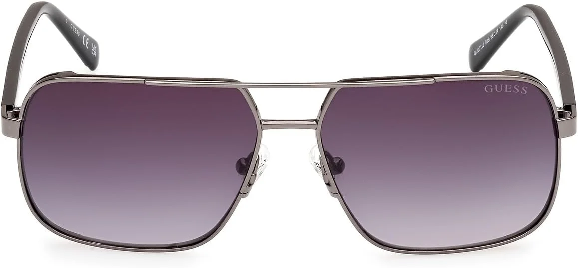 عینک آفتابی مردانه GUESS GU0011908B58، فلزی، محافظت در برابر اشعه UV، رنگ Shiny Gunmetal، سایز 58MM