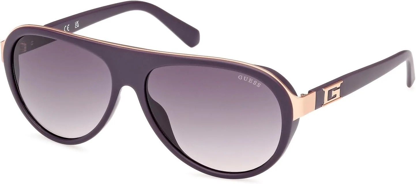 عینک آفتابی مردانه GUESS مدل GU0012582A60 با محافظت UV، فلزی، بنفش مات، 60 میلی متر