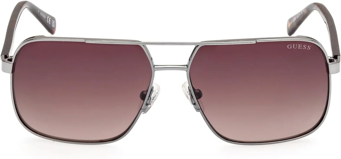 عینک آفتابی مردانه GUESS GU0011908F58، فلزی، محافظت در برابر اشعه UV، خاکستری براق، 58 میلی متر