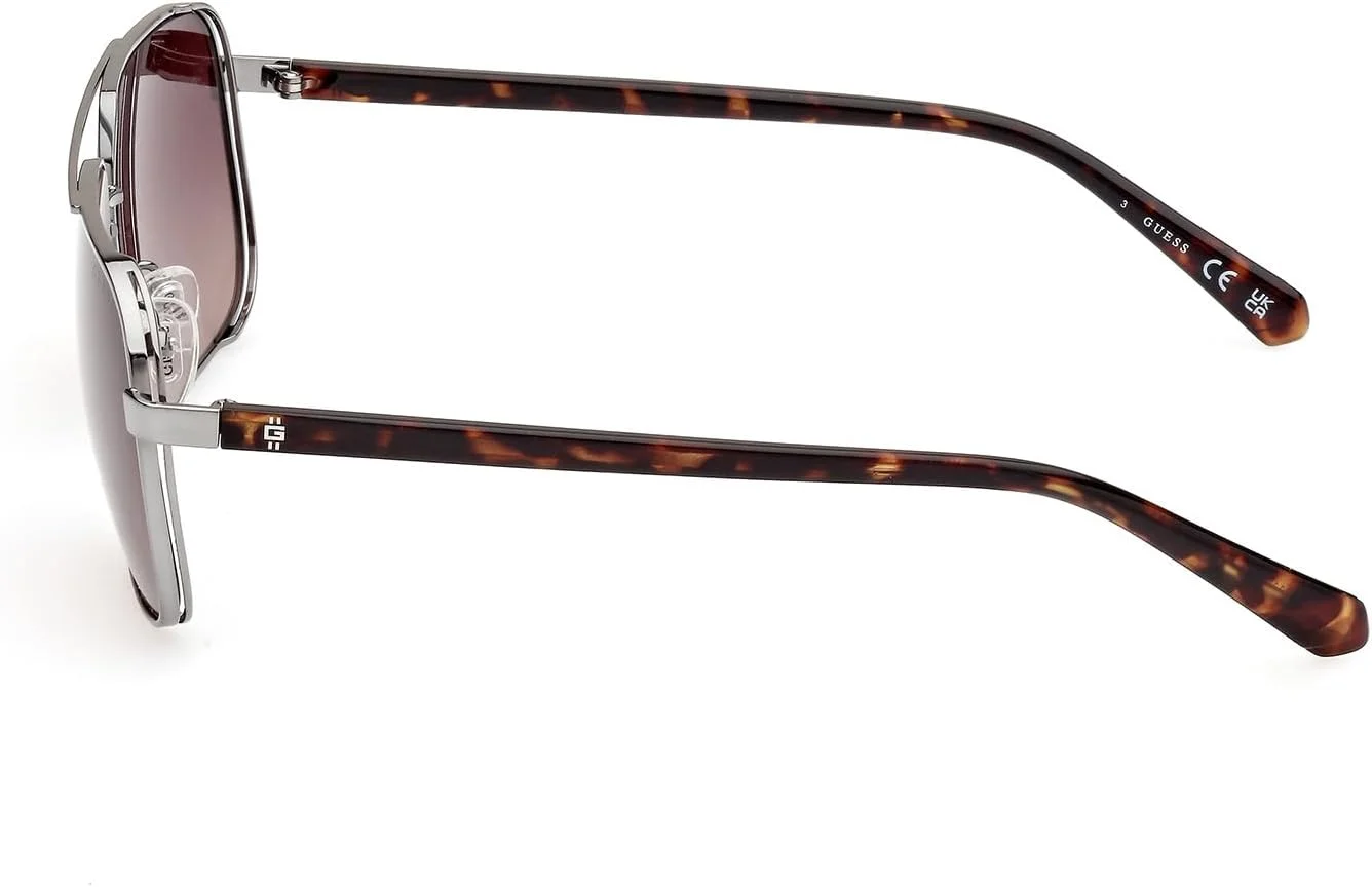 عینک آفتابی مردانه GUESS GU0011908F58، فلزی، محافظت در برابر اشعه UV، خاکستری براق، 58 میلی متر