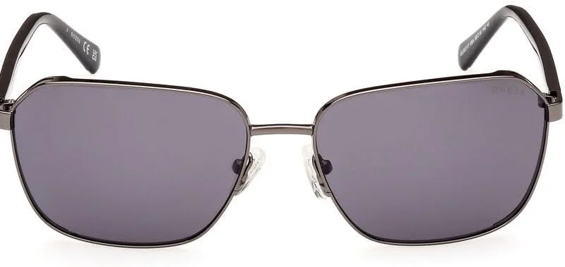 عینک آفتابی مردانه GUESS GU0011708A57، فلزی، محافظت در برابر اشعه UV، رنگ Shiny Gunmetal، سایز 57MM