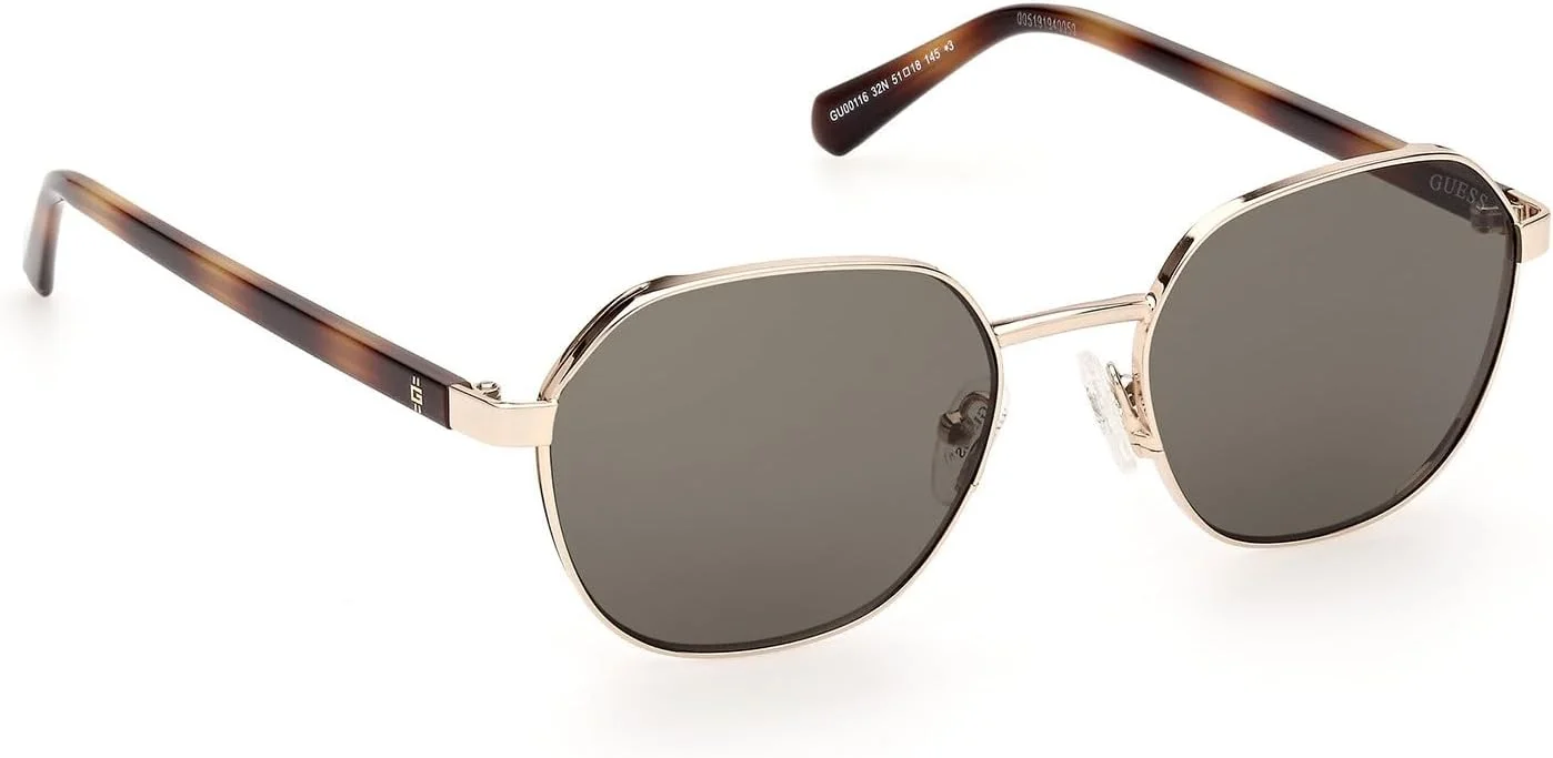 عینک آفتابی مردانه GUESS مدل GU0011632N51، طلایی کم رنگ براق، 51 میلی متر، محافظت در برابر اشعه UV عینک آفتابی مردانه GUESS مدل GU0011632N51، طلایی کم رنگ براق، 51 میلی متر، محافظت در برابر اشعه UV