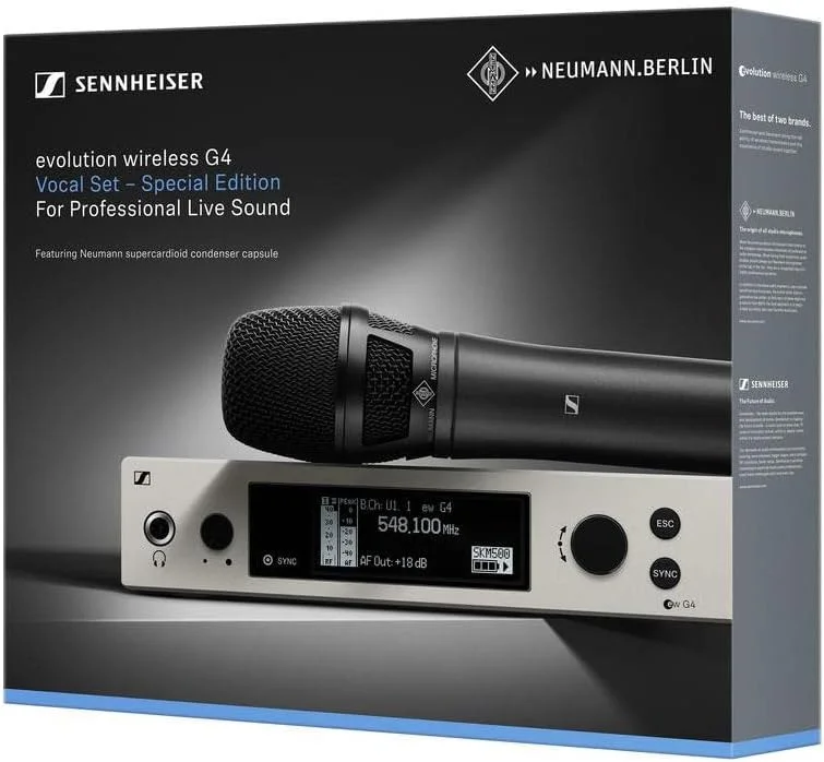 ست میکروفون بی سیم دستی Sennheiser Ew 500 با کپسول Neumann KK205 GW1 (558-608Mhz)، مشکی