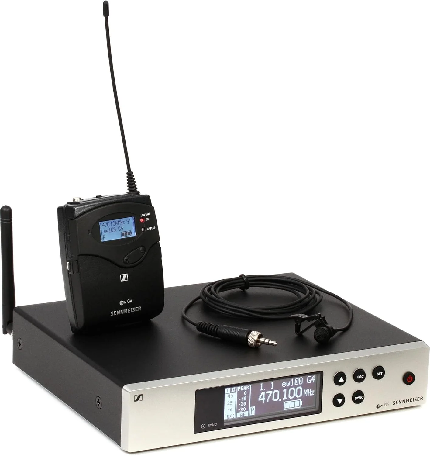 سیستم میکروفون یقه ای بی سیم همه جهته Sennheiser Pro Audio Sennheiser EW 100-ME2 - باند A1 (470-516 مگاهرتز)، 100 G4-ME2-A1
