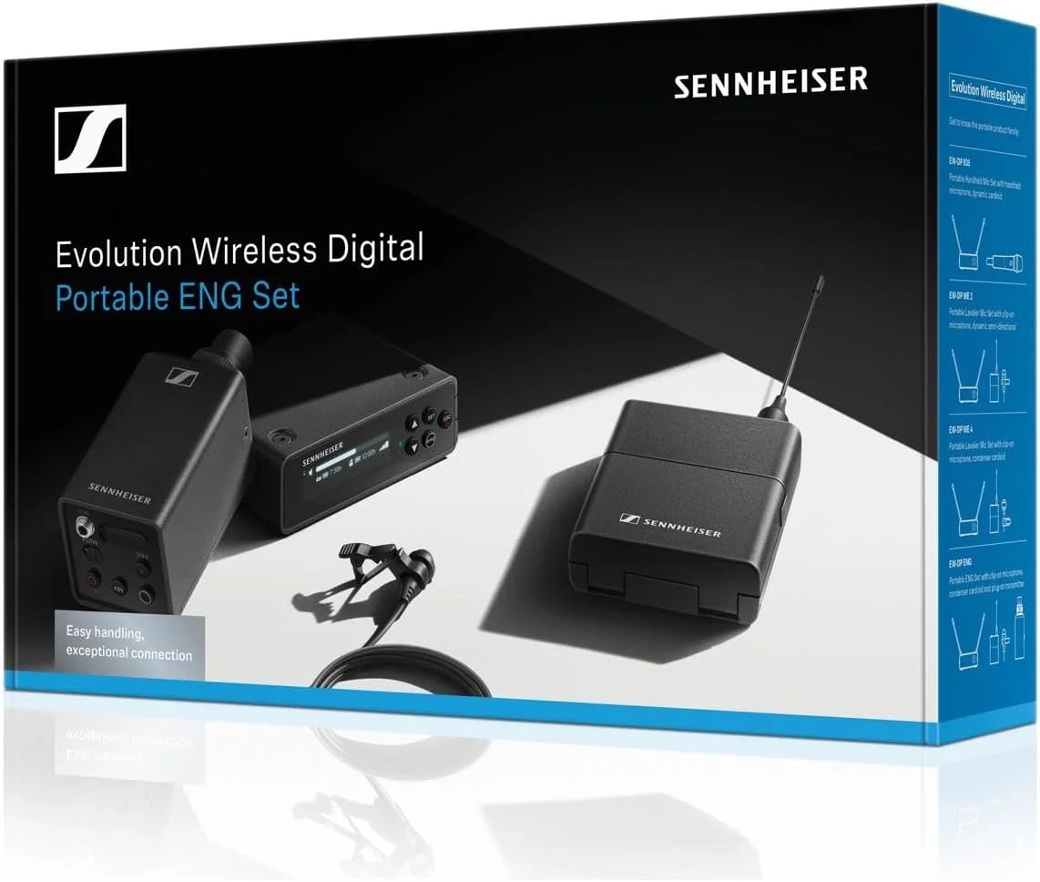 مجموعه میکروفون بی سیم دیجیتال UHF قابل حمل سنهایزر EW-DP ENG SET (R1-6) ایده آل برای مصاحبه ها و تنظیمات پخش در فضای باز