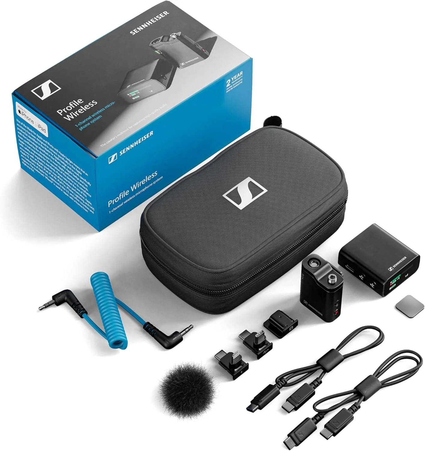 سیستم میکروفون بی سیم یک کاناله همه کاره 2.4 گیگاهرتزی Sennheiser Pro Audio Profile | شامل گیرنده، فرستنده میکروفون کلیپسی، لوازم جانبی نصب و کیف حمل