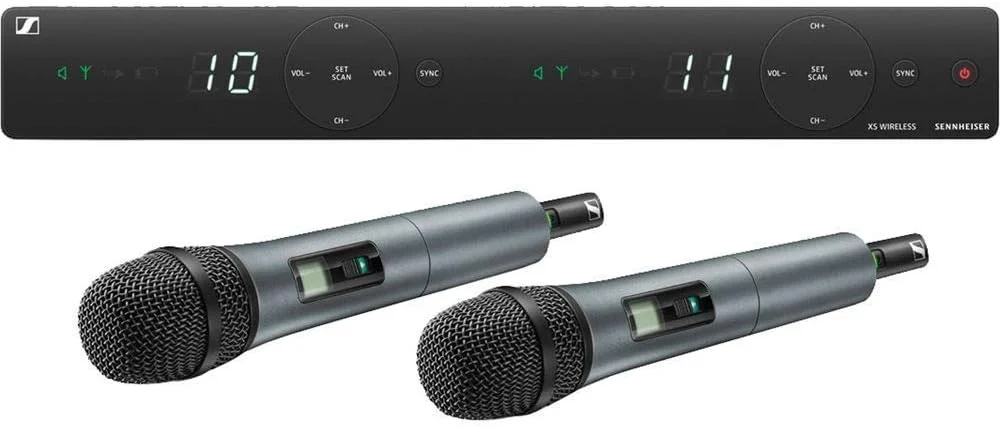 سیستم میکروفون بی سیم دو کاناله دستی Sennheiser XSW 1-825-DUAL- B برای خوانندگان و ارائه دهندگان، کاردیوئید 825 دستی x2 سیستم میکروفون بی سیم دو کاناله دستی Sennheiser XSW 1-825-DUAL- B برای خوانندگان و ارائه دهندگان، کاردیوئید 825 دستی x2