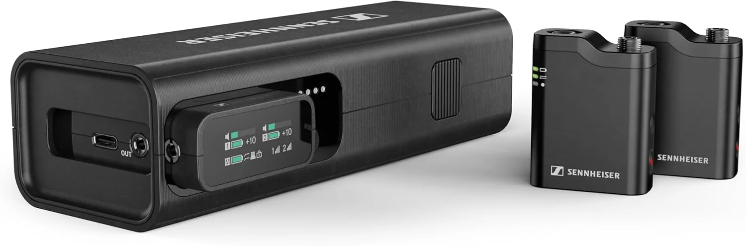 سیستم میکروفون بی سیم حرفه ای سنهایزر PROFILE WIRELESS 2 کاناله همه کاره 2.4 گیگاهرتز گیره ای و دستی | شامل گیرنده، 2 میکروفون گیره ای، شارژر قابل حمل و میکروفون مصاحبه دستی سیستم میکروفون بی سیم حرفه ای سنهایزر PROFILE WIRELESS 2 کاناله همه کاره 2.4 گیگاهرتز گیره ای و دستی | شامل گیرنده، 2 میکروفون گیره ای، شارژر قابل حمل و میکروفون مصاحبه دستی