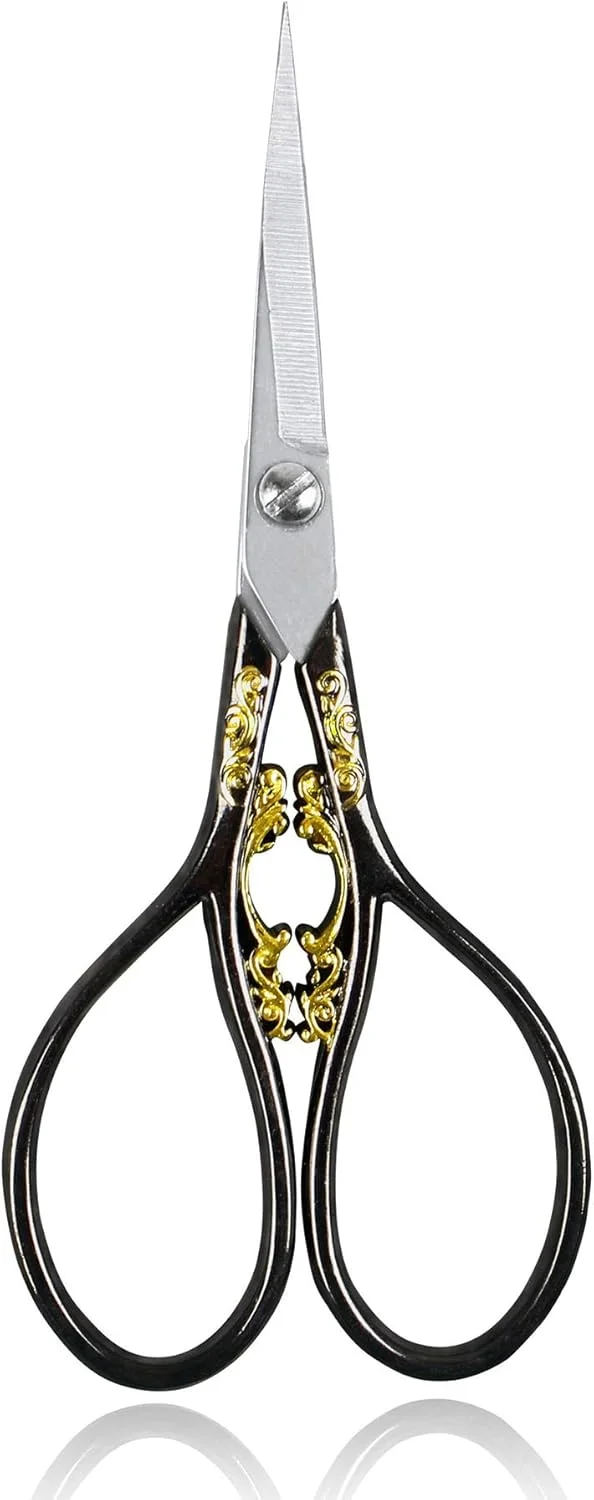 قیچی ابرهای فرخنده استیل ضد زنگ به سبک اروپایی قدیمی BIHRTC با طول 4.33 اینچ برای سوزن دوزی، گلدوزی، خیاطی، کاردستی، کارهای هنری و استفاده روزمره (مشکی) قیچی ابرهای فرخنده استیل ضد زنگ به سبک اروپایی قدیمی BIHRTC با طول 4.33 اینچ برای سوزن دوزی، گلدوزی، خیاطی، کاردستی، کارهای هنری و استفاده روزمره (مشکی)