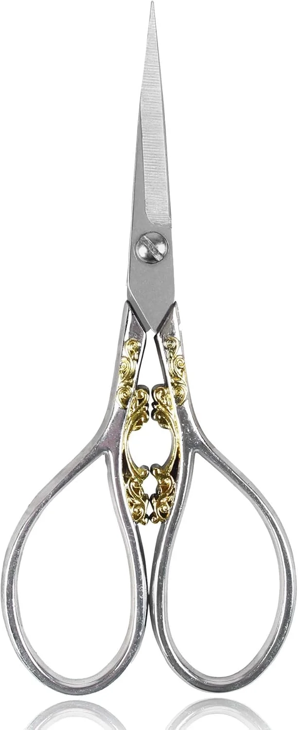 قیچی ابرهای فرخنده استیل ضد زنگ به سبک اروپایی قدیمی BIHRTC، 4.33 اینچ، برای سوزن دوزی، گلدوزی، خیاطی، صنایع دستی، کارهای هنری و استفاده روزمره (نقره ای) قیچی ابرهای فرخنده استیل ضد زنگ به سبک اروپایی قدیمی BIHRTC، 4.33 اینچ، برای سوزن دوزی، گلدوزی، خیاطی، صنایع دستی، کارهای هنری و استفاده روزمره (نقره ای)