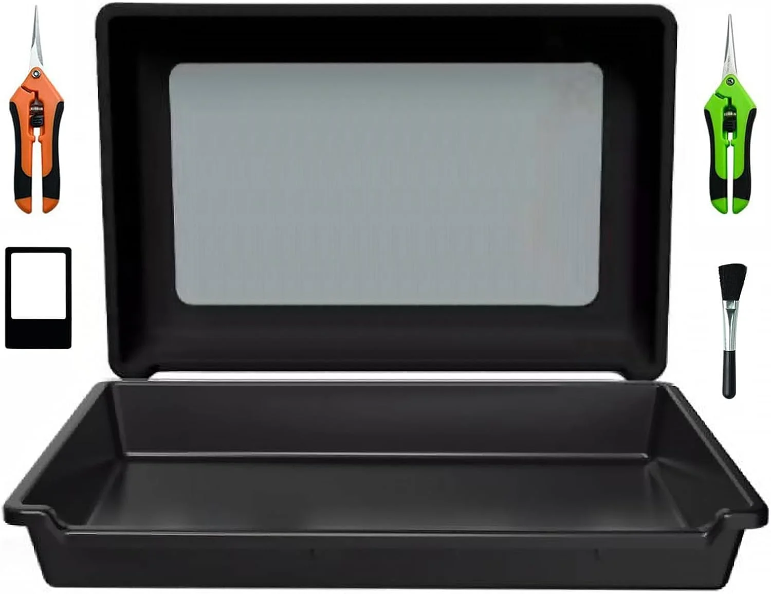 سینی پیرایش Trim Tray، الک گرده گل، الک توری ریز 150 میکرونی و 2 قیچی پیرایش و برس برای گرده و الک گیاهان دارویی سینی پیرایش Trim Tray، الک گرده گل، الک توری ریز 150 میکرونی و 2 قیچی پیرایش و برس برای گرده و الک گیاهان دارویی