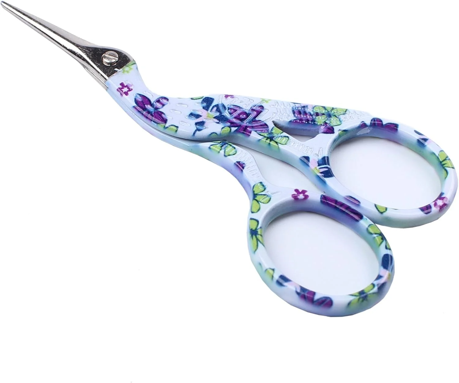 قیچی نوک تیز استیل BIHRTC طرح کلاسیک لک لک، قیچی خیاطی طرح درنا، ابزار DIY برای گلدوزی، کاردستی، سوزن دوزی، کارهای هنری و استفاده روزمره (سفید - 3.6 اینچ)