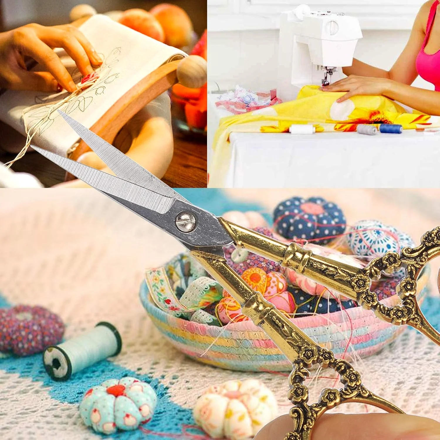 BIHRTC (طلایی) - قیچی خیاطی استیل ضد زنگ عتیقه برنزی به سبک قدیمی، مناسب گلدوزی و DIY BIHRTC (طلایی) - قیچی خیاطی استیل ضد زنگ عتیقه برنزی به سبک قدیمی، مناسب گلدوزی و DIY