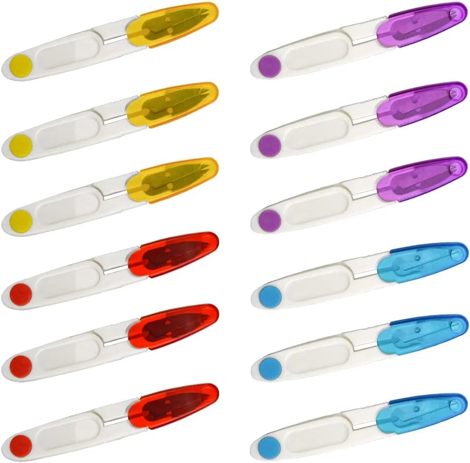 قیچی نخ BGTXINGI بسته 12 عددی، قیچی گلدوزی U شکل برای پروژه های هنری DIY، لوازم خانگی، 4 اینچ، 4 رنگ