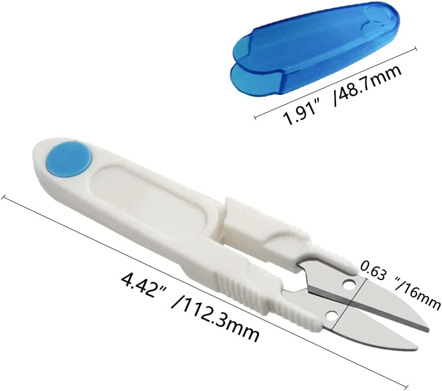 قیچی نخ BGTXINGI، بسته 12 عددی، قیچی گلدوزی U شکل برای پروژه های هنری DIY، لوازم خانگی، 4 اینچ، 4 رنگ