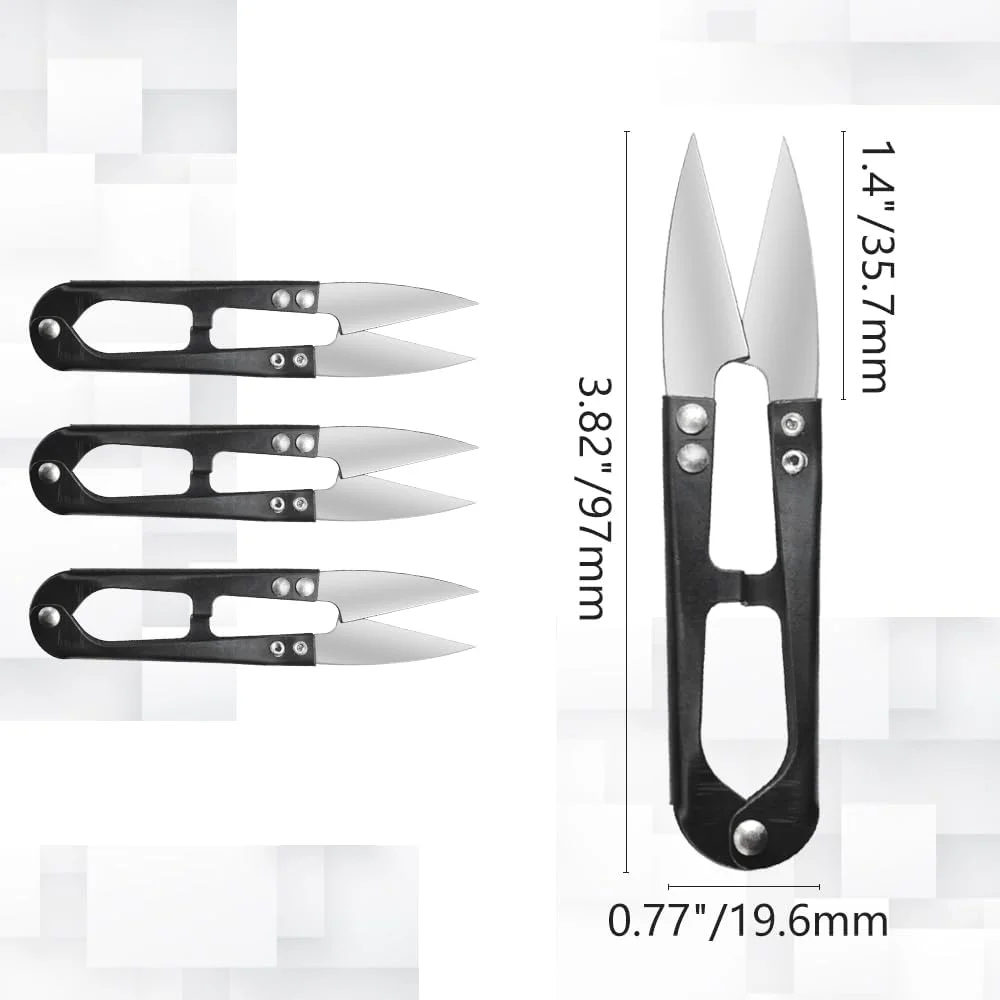 قیچی خیاطی BGTXINGI مدل U شکل، بسته 12 عددی، قیچی های کوچک، ابزار برش نخ، قیچی گلدوزی، کاتر کوچک برش نخ، قیچی بخیه متقاطع برای پروژه های هنری DIY، لوازم خانگی (مشکی) (12 عدد)