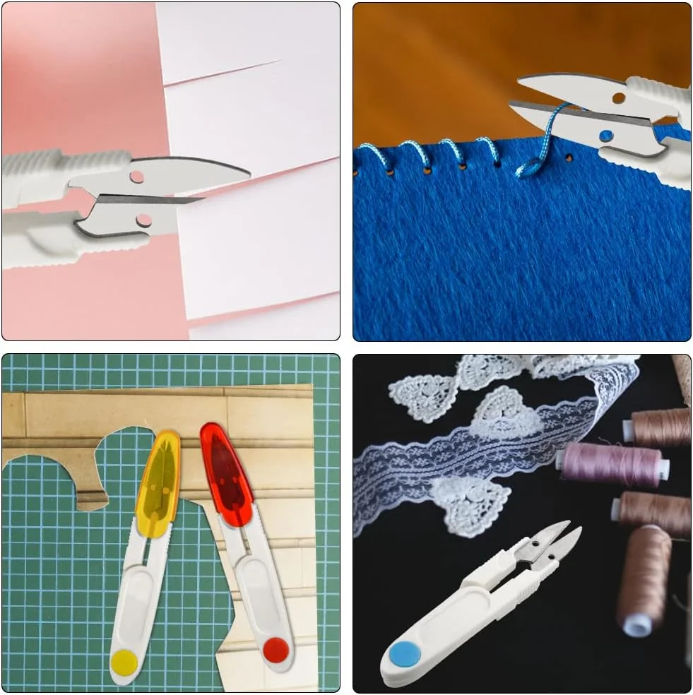 قیچی نخ BGTXINGI، بسته 12 عددی، قیچی گلدوزی U شکل برای پروژه های هنری DIY، لوازم خانگی، 4 اینچ، 4 رنگ