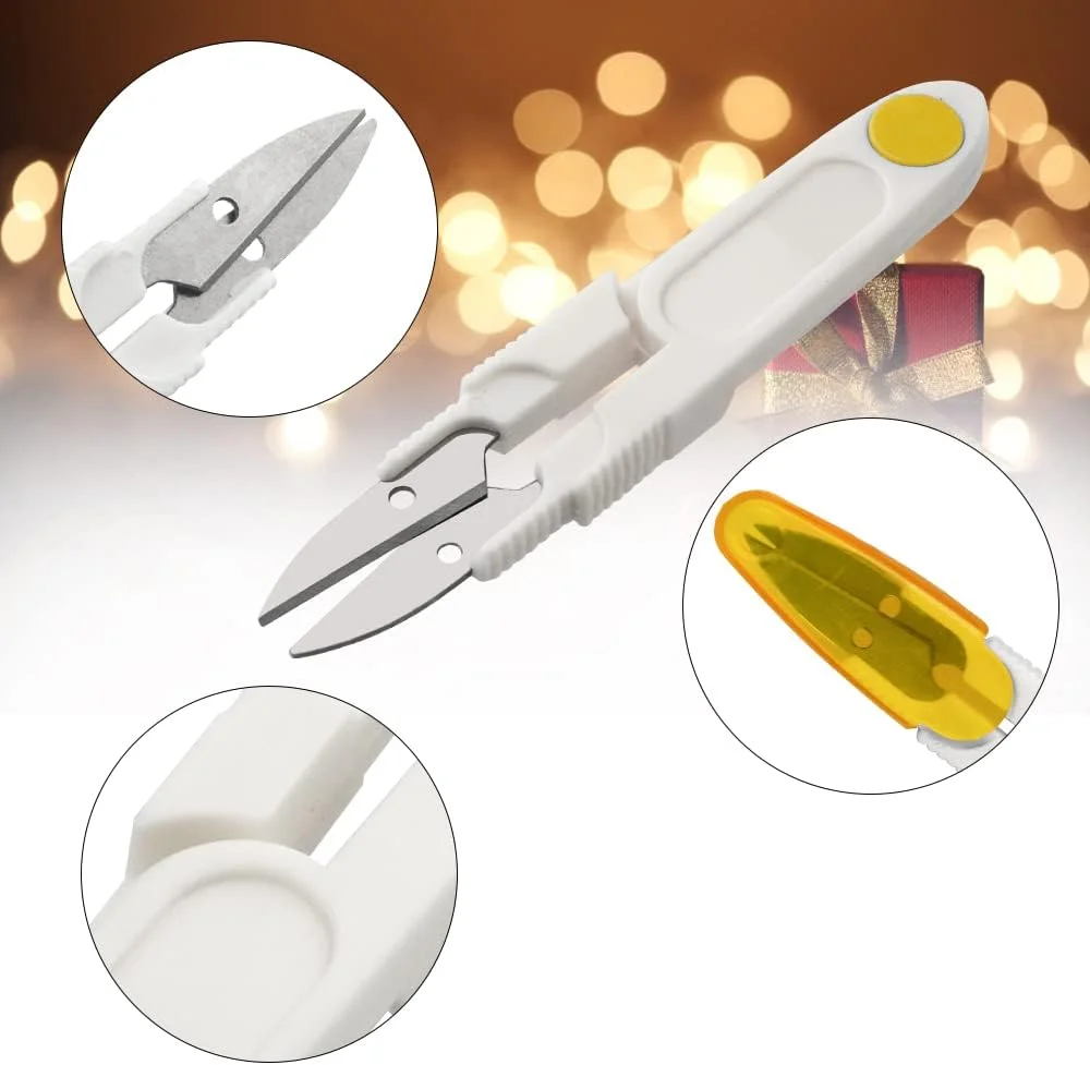 قیچی نخ BGTXINGI، بسته 12 عددی، قیچی گلدوزی U شکل برای پروژه های هنری DIY، لوازم خانگی، 4 اینچ، 4 رنگ