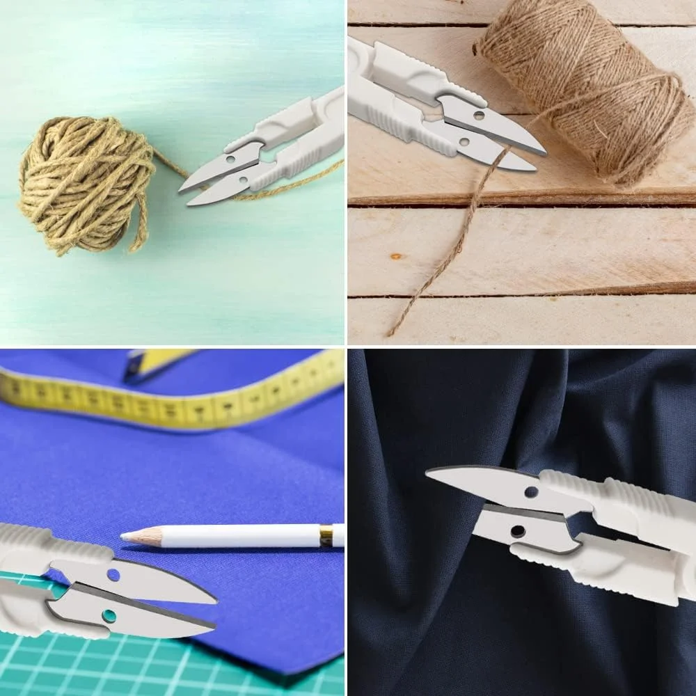 قیچی نخ BGTXINGI، بسته 12 عددی، قیچی گلدوزی U شکل برای پروژه های هنری DIY، لوازم خانگی، 4 اینچ، 4 رنگ