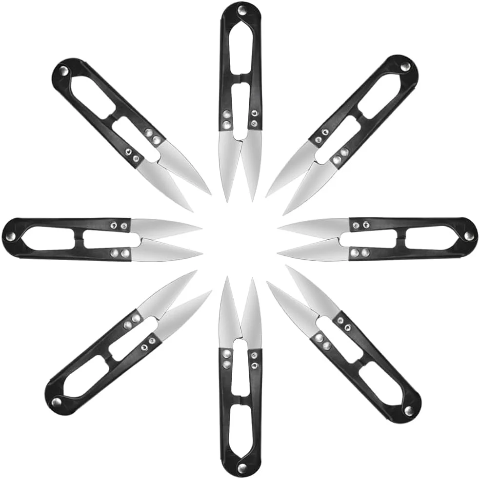 قیچی خیاطی BGTXINGI مدل U شکل، بسته 12 عددی، قیچی های کوچک، ابزار برش نخ، قیچی گلدوزی، کاتر کوچک برش نخ، قیچی بخیه متقاطع برای پروژه های هنری DIY، لوازم خانگی (مشکی) (12 عدد)