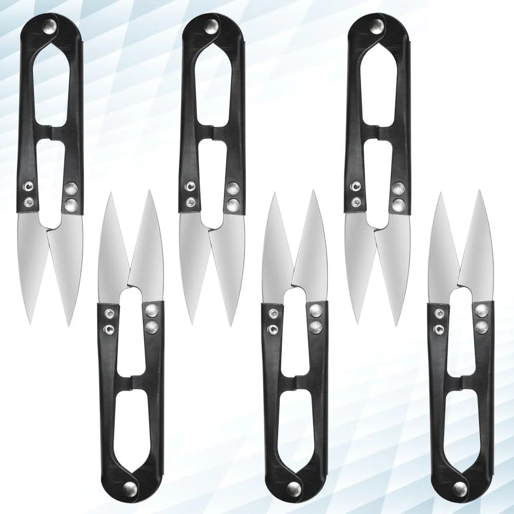 قیچی خیاطی BGTXINGI مدل U شکل، بسته 12 عددی، قیچی های کوچک، ابزار برش نخ، قیچی گلدوزی، کاتر کوچک برش نخ، قیچی بخیه متقاطع برای پروژه های هنری DIY، لوازم خانگی (مشکی) (12 عدد)