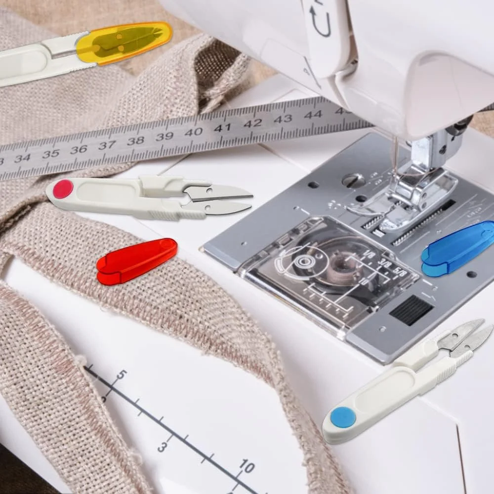 قیچی نخ BGTXINGI، بسته 12 عددی، قیچی گلدوزی U شکل برای پروژه های هنری DIY، لوازم خانگی، 4 اینچ، 4 رنگ