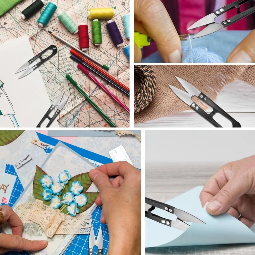 قیچی خیاطی BGTXINGI مدل U شکل، بسته 12 عددی، قیچی های کوچک، ابزار برش نخ، قیچی گلدوزی، کاتر کوچک برش نخ، قیچی بخیه متقاطع برای پروژه های هنری DIY، لوازم خانگی (مشکی) (12 عدد)