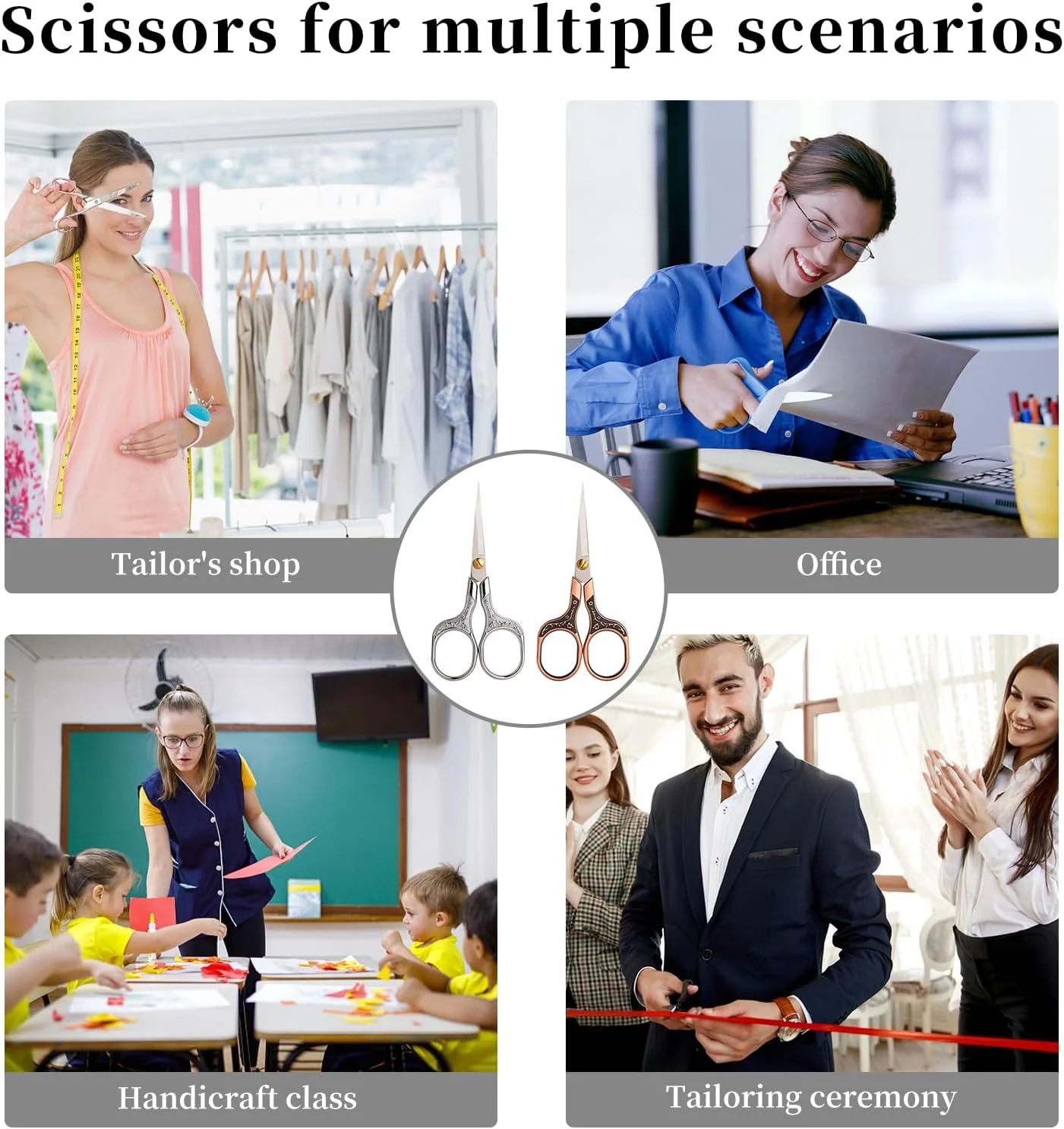 قیچی های دقیق قدیمی فروشگاه Big Bargain، 2 عدد قیچی ابرو، قیچی خیاطی، مناسب برای موهای ابرو، ریش، مژه، گلدوزی، کار هنری