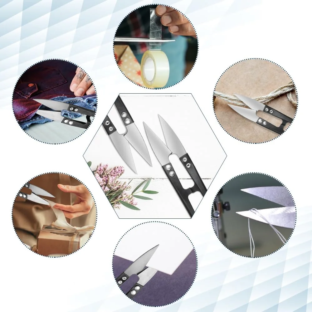 قیچی خیاطی BGTXINGI مدل U شکل، بسته 12 عددی، قیچی های کوچک، ابزار برش نخ، قیچی گلدوزی، کاتر کوچک برش نخ، قیچی بخیه متقاطع برای پروژه های هنری DIY، لوازم خانگی (مشکی) (12 عدد)