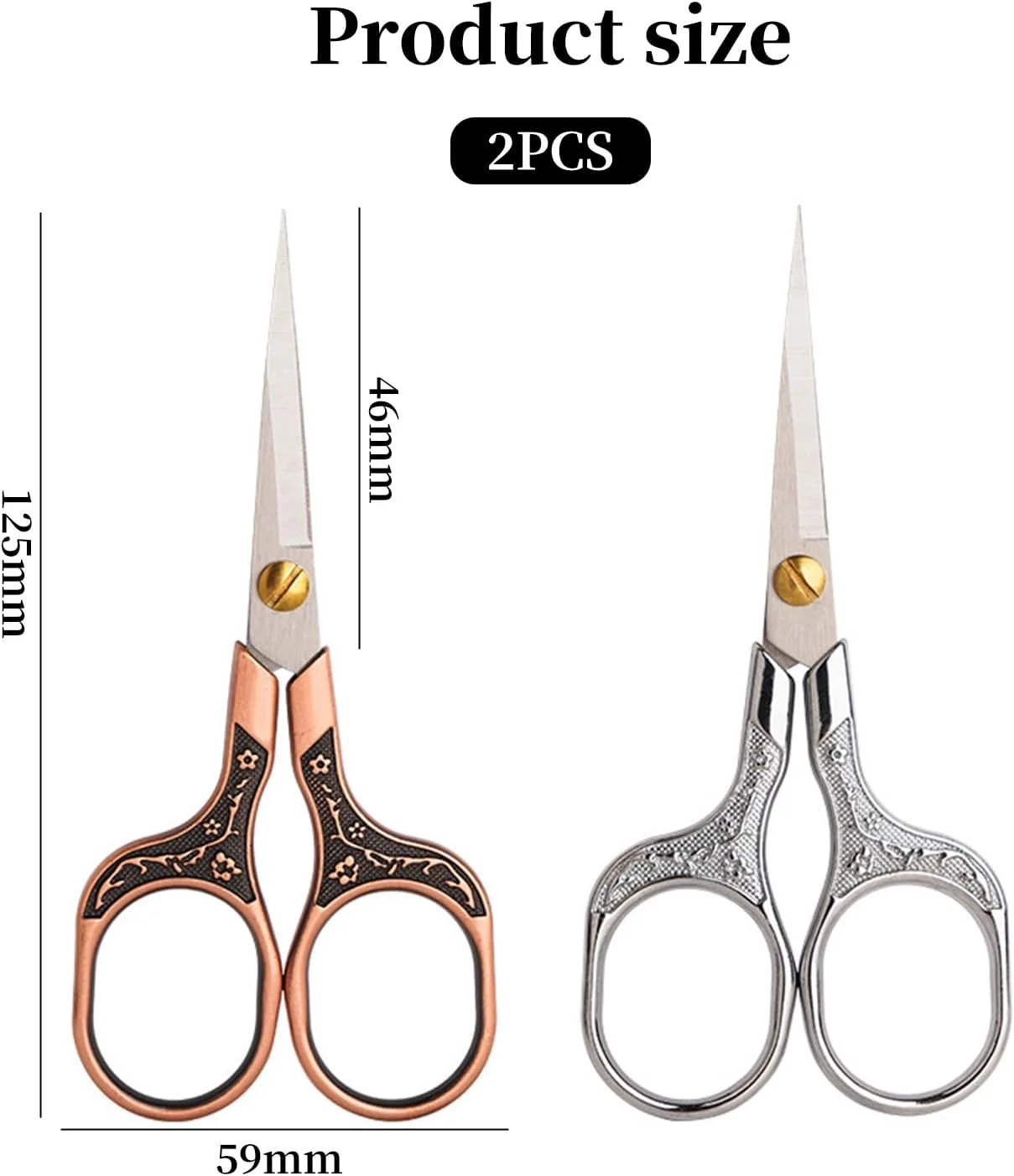 قیچی های دقیق قدیمی فروشگاه Big Bargain، 2 عدد قیچی ابرو، قیچی خیاطی، مناسب برای موهای ابرو، ریش، مژه، گلدوزی، کار هنری