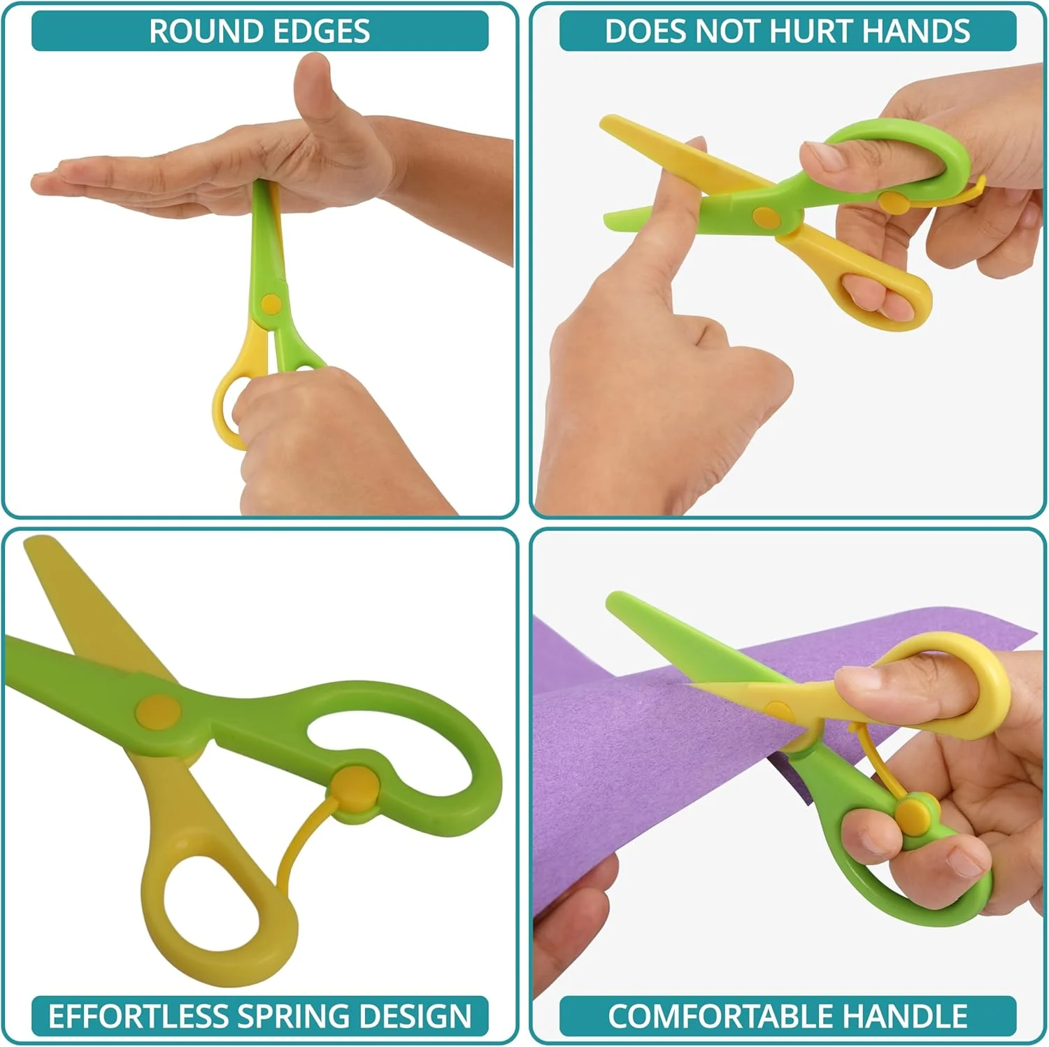 مجموعه قیچی کودکانه Belle Vous - 24 عدد قیچی رنگی کودکانه با نوک گرد - 13.5 سانتی متر - مناسب برای کاربران راست دست و چپ دست - قیچی کاردستی کودکانه - کاردستی، کار با کاغذ، هنر