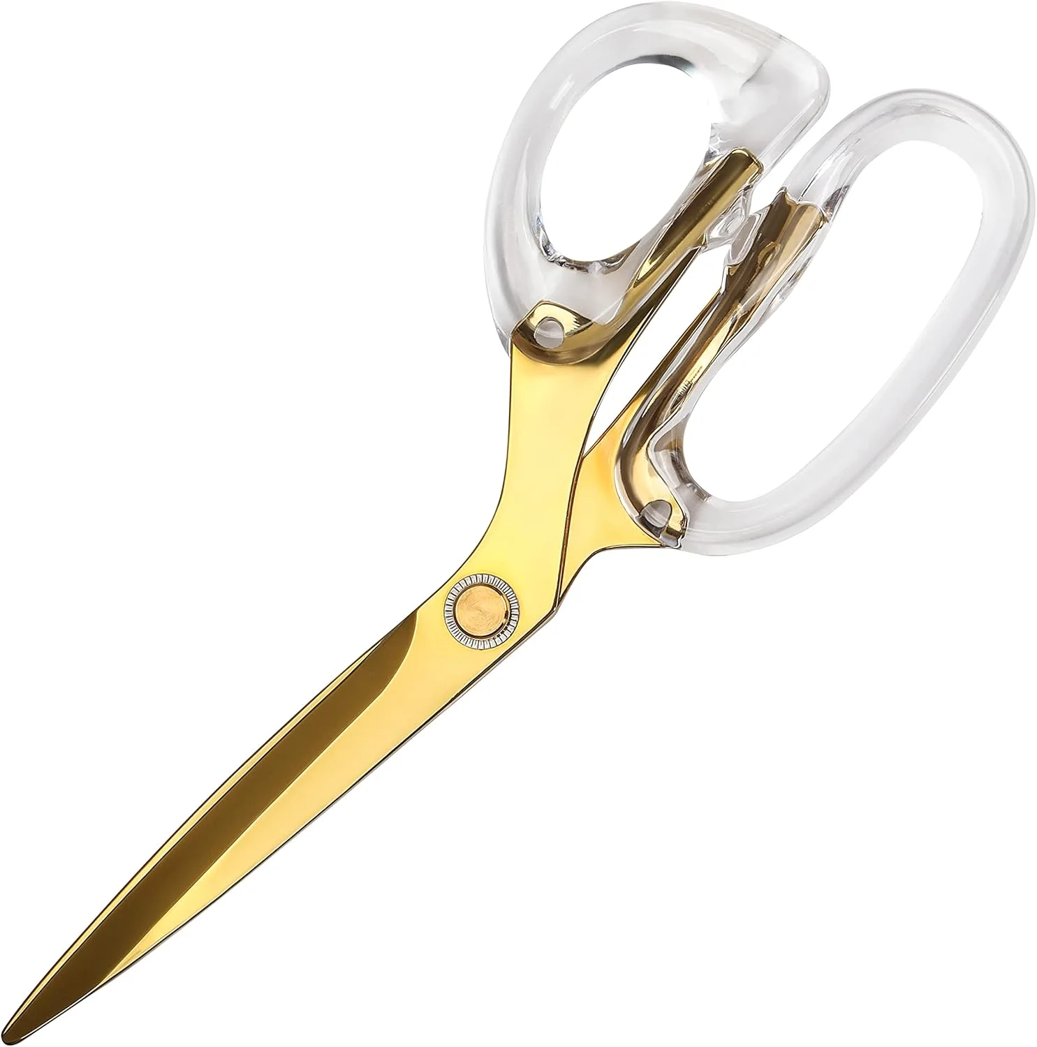 قیچی استیل طلایی Belle Vous - قیچی اکریلیک چند منظوره با طول کلی 23 سانتی متر - دسته های نرم و راحت با تیغه های تیز برای دفتر، لوازم التحریر، هنر، صنایع دستی، پارچه و خیاطی