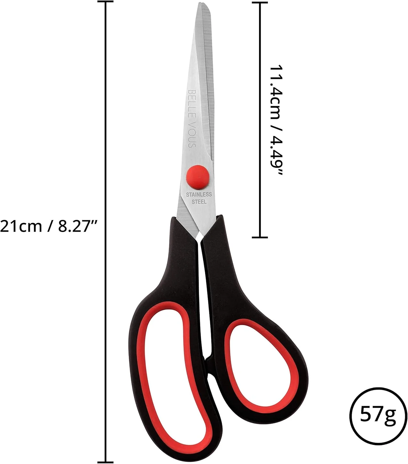 بسته چندتایی قیچی بزرگسال Belle Vous - قیچی بزرگ برای کاغذ کادو و لوازم التحریر - تیغه های تیز و بادوام - برای بزرگسالان، خانه یا محل کار - بسته 12 عددی قیچی