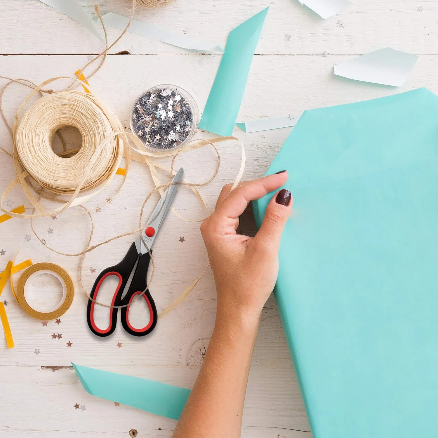 بسته چندتایی قیچی بزرگسال Belle Vous - قیچی بزرگ برای کاغذ کادو و لوازم التحریر - تیغه های تیز و بادوام - برای بزرگسالان، خانه یا محل کار - بسته 12 عددی قیچی