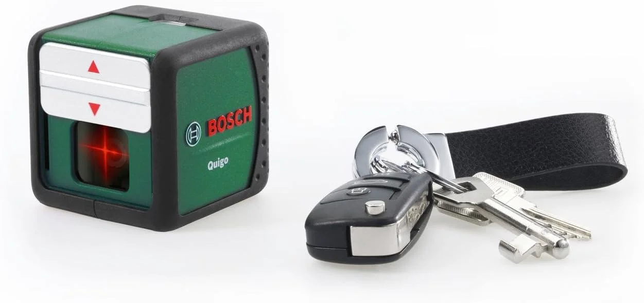 لیزر خطی متقاطع Bosch Quigo به همراه پایه جهانی، محدوده کارکرد 7 متر لیزر خطی متقاطع Bosch Quigo به همراه پایه جهانی، محدوده کارکرد 7 متر