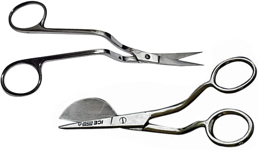 مجموعه قیچی اپلیکه نوک اردکی استیل 6 اینچی Belle Draft با دسته افست و قیچی گلدوزی ماشینی دو منحنی 6 اینچی