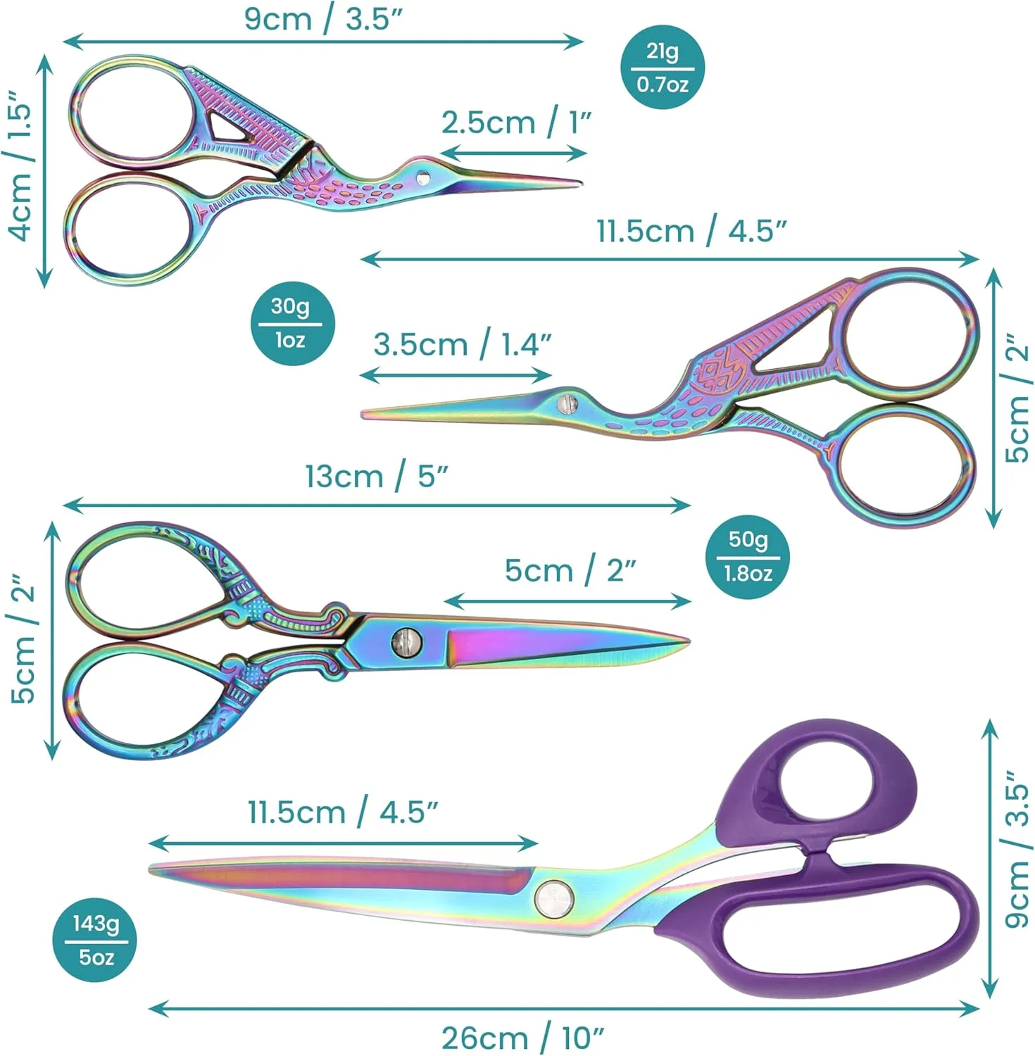 قیچی گلدوزی مقاوم Belle Vous (بسته 4 عددی) - قیچی پارچه ای استیل ضد زنگ برای خیاطی/قیچی کاردستی - قیچی خیاطی تیز برای خیاطی، گلدوزی و چرم - قیچی خیاطی قیچی گلدوزی مقاوم Belle Vous (بسته 4 عددی) - قیچی پارچه ای استیل ضد زنگ برای خیاطی/قیچی کاردستی - قیچی خیاطی تیز برای خیاطی، گلدوزی و چرم - قیچی خیاطی