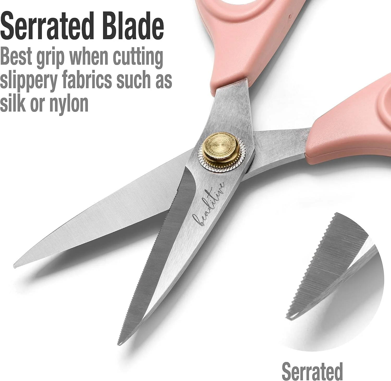 قیچی خیاطی Beaditive - قیچی پارچه ای استیل ضد زنگ 6 اینچی - قیچی حرفه ای با تیغه دندانه دار - برشگر صنایع دستی راحت و قیچی خیاطی (مرجانی روشن) قیچی خیاطی Beaditive - قیچی پارچه ای استیل ضد زنگ 6 اینچی - قیچی حرفه ای با تیغه دندانه دار - برشگر صنایع دستی راحت و قیچی خیاطی (مرجانی روشن)