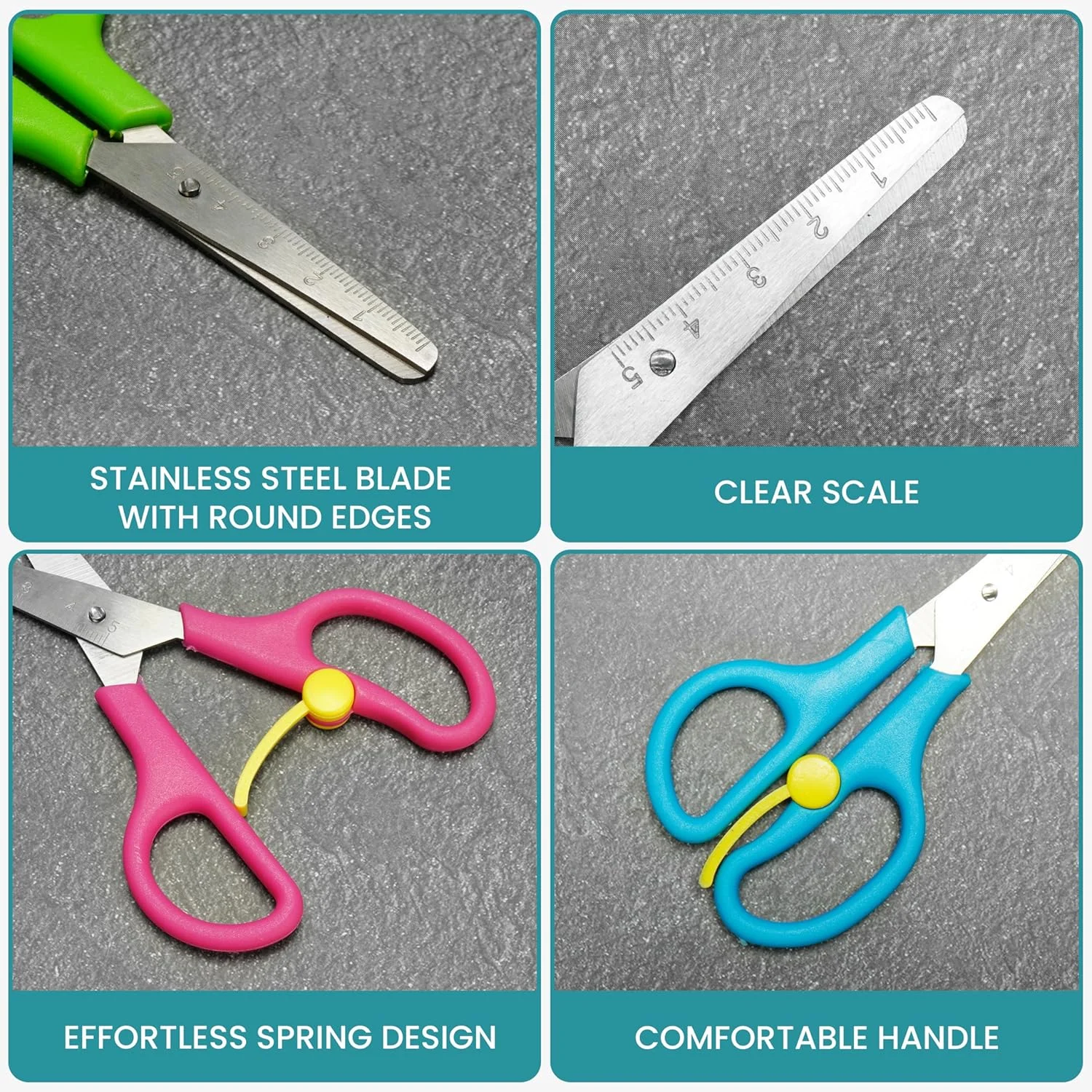 قیچی های نوک گرد رنگارنگ Belle Vous (بسته 12 عددی) - قیچی ایمنی 12.5 سانتی متری مناسب برای دست راست و چپ - قیچی فولادی برای مدرسه، هنر و صنایع دستی