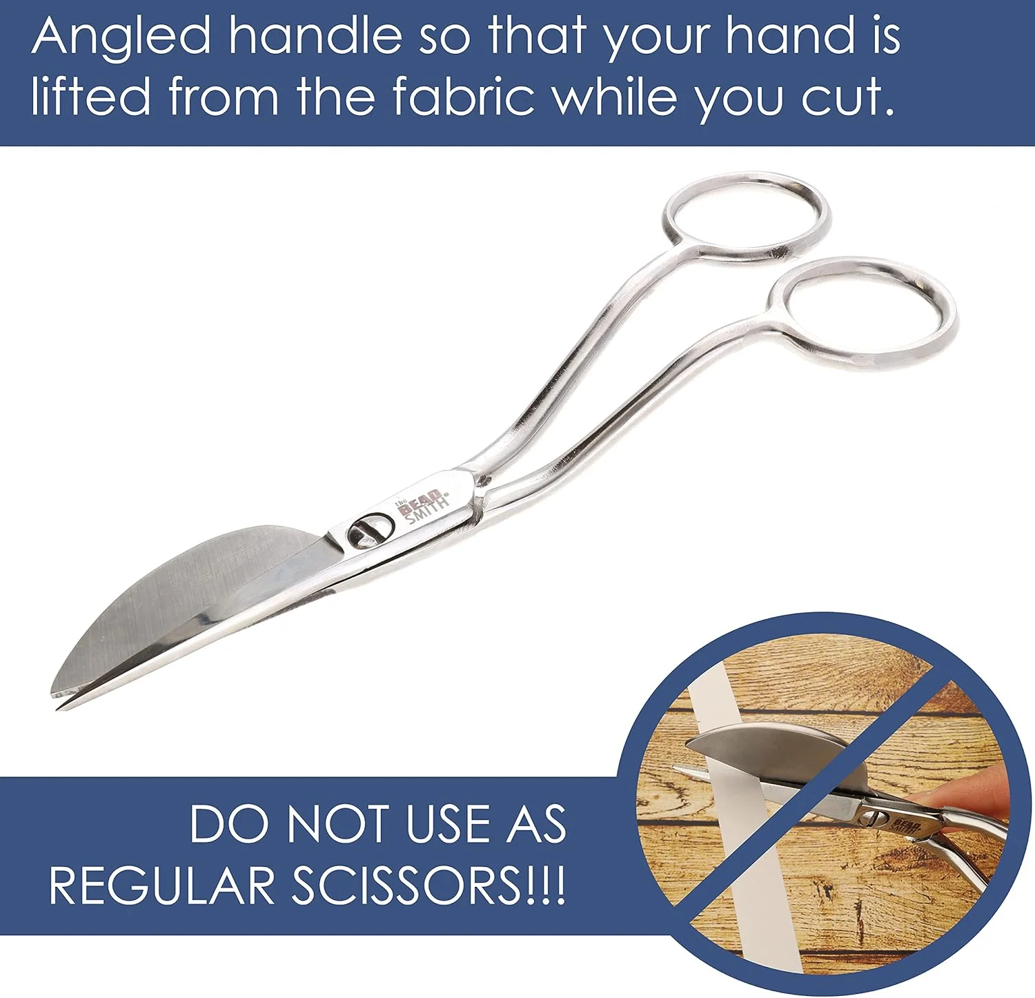 قیچی اپلیکه Beadsmith - 6 اینچ، لبه چاقویی نوک اردکی، دسته زاویه دار، پیچ تنظیم کشش - شکل پارویی برای هنر، کاردستی، پارچه، نخ، سوزن دوزی، گلدوزی و خیاطی