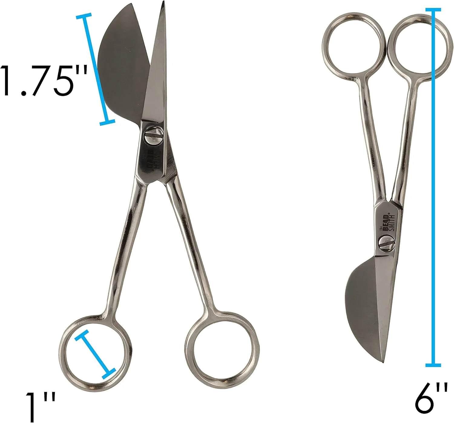 قیچی اپلیکه Beadsmith - 6 اینچ، لبه چاقویی نوک اردکی، دسته زاویه دار، پیچ تنظیم کشش - شکل پارویی برای هنر، کاردستی، پارچه، نخ، سوزن دوزی، گلدوزی و خیاطی