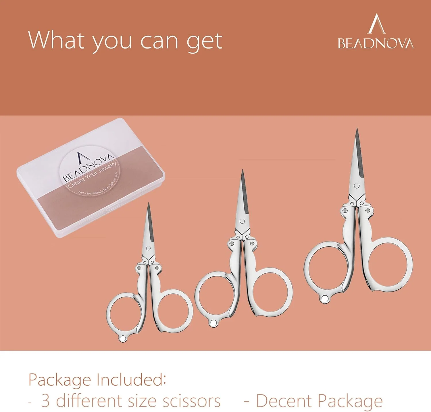 قیچی تاشو BEADNOVA با جاکلیدی استیل ضد زنگ مسافرتی قابل حمل (3 عدد، متنوع) قیچی تاشو BEADNOVA با جاکلیدی استیل ضد زنگ مسافرتی قابل حمل (3 عدد، متنوع)