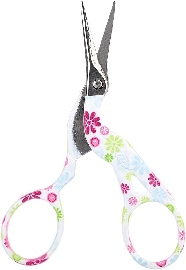 قیچی آرایشی، قیچی استیل با طرح گل، ساخته شده از استیل ضد زنگ، 9 * 4 * 0.3 سانتی متر، مناسب برای گیتار، خیاطی، کاردستی و مصارف خانگی (آبی، صورتی، قرمز)