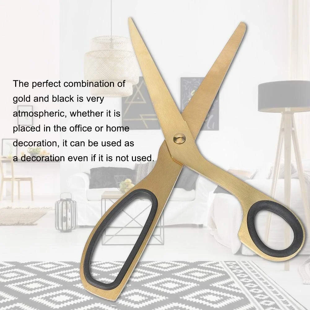 قیچی طلایی زیبا، قیچی طلایی ساده و سبک وزن، استیل ضد زنگ طلایی و مشکی برای دفتر کار خانگی