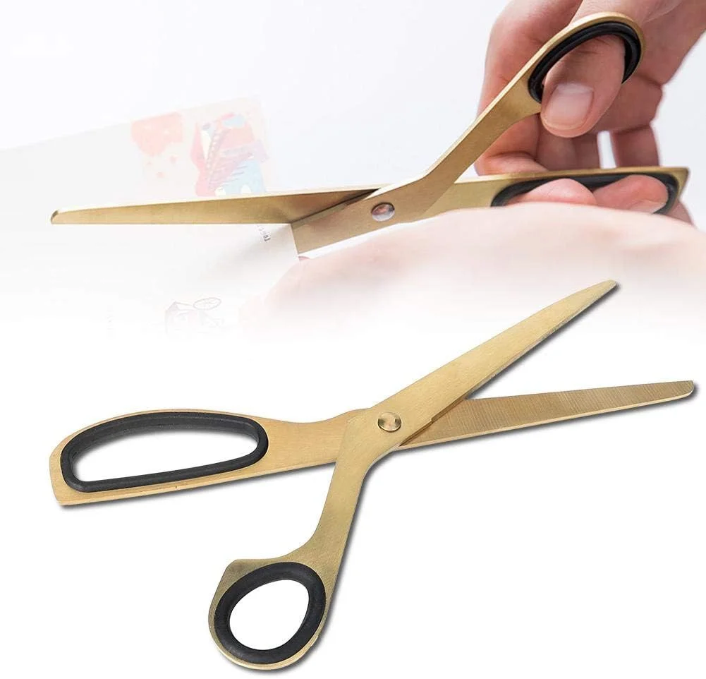 قیچی طلایی زیبا، قیچی طلایی ساده و سبک وزن، استیل ضد زنگ طلایی و مشکی برای دفتر کار خانگی